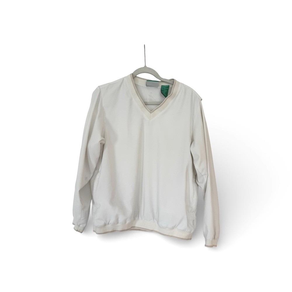 Liz Claiborne LizGolf White V-Neck Windbreaker Pullover Mesh Lined Womens Medium - Picture 1 of 8